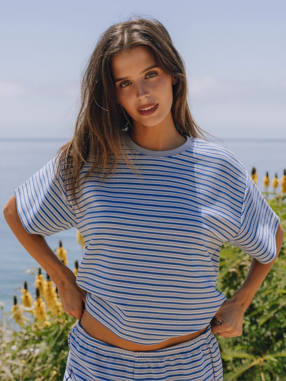 Daily Drills Striped Ribbed Relaxed Tee